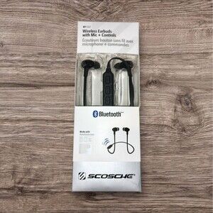 Scosche BT102 Rechargeable Bluetooth Wireless Earbuds Black Headphones Running